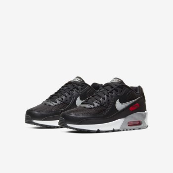 Nike Air Max 90 - Nagyobb Gyerek Air Max Trainers - Fekete/Piros/Fehér/Szürke